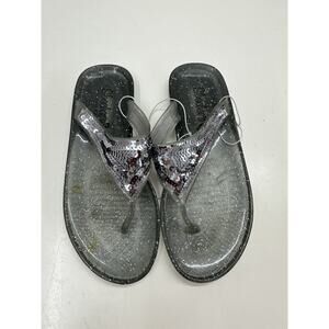 Skechers Cali Womens Sandals Size 6 Jelly FlipFlops Gray Sparkel Thong NWTs
